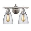 Jennifer 2-Light Brushed Nickel Bathroom Vanity Light Fixture with Clear Glass Shades by Bel Air Lighting -GlowNest Shop brushed nickel bel air lighting vanity lighting 70832 bn 64 1000
