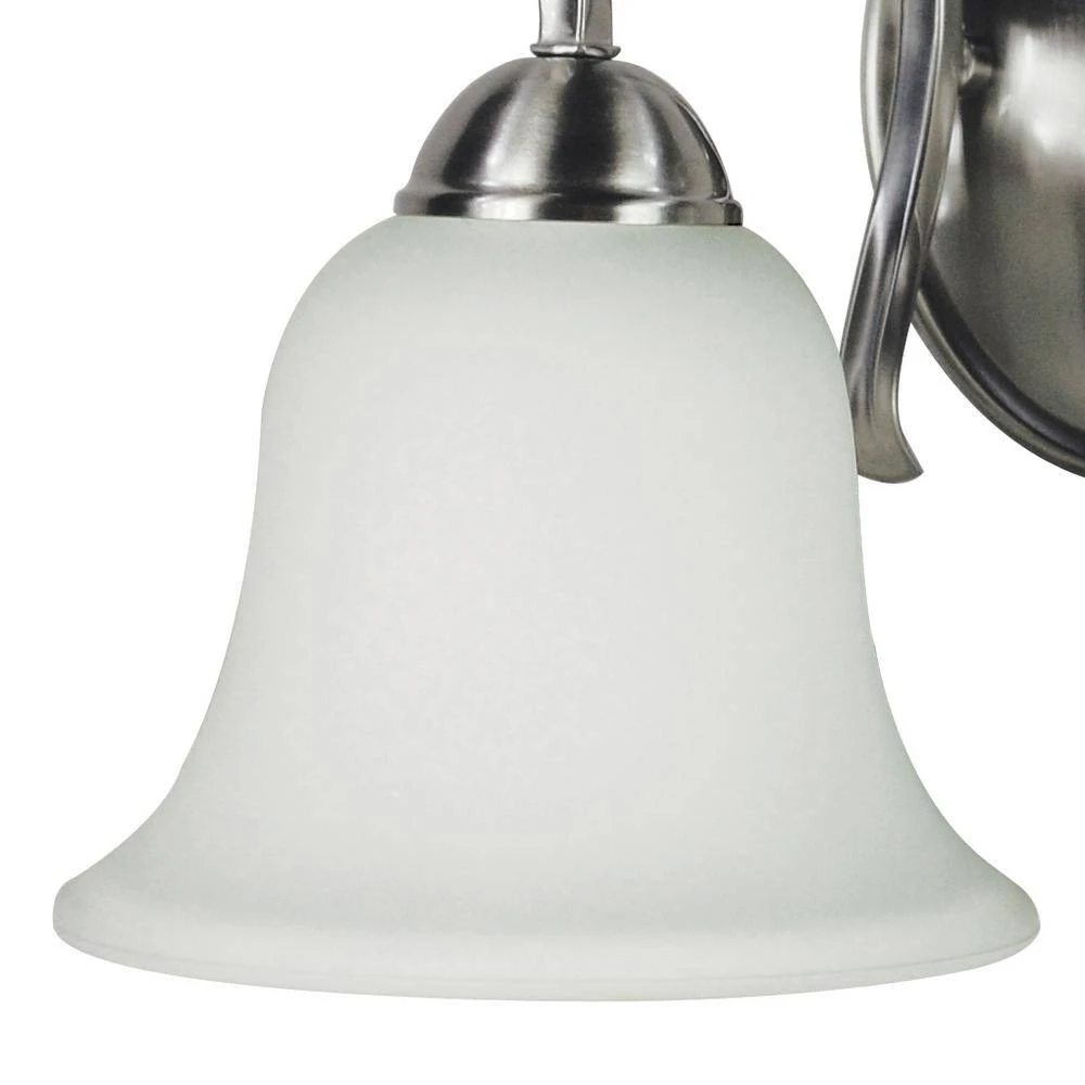 Glasswood 2-Light Brushed Nickel Bathroom Vanity Light Fixture with White Frost Glass Shades by Bel Air Lighting 7 Glasswood 2-Light Brushed Nickel Bathroom Vanity Light Fixture with White Frost Glass Shades by Bel Air Lighting - Image 5