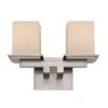 Fusion II 2-Light Brushed Nickel CFL Bathroom Vanity Light Fixture with Square Frosted Glass Shades by Bel Air Lighting -GlowNest Shop brushed nickel bel air lighting vanity lighting pl 20372 bn 64 1000