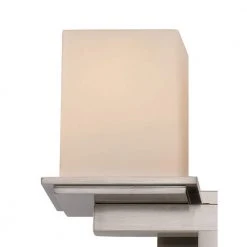 Fusion II 2-Light Brushed Nickel CFL Bathroom Vanity Light Fixture with Square Frosted Glass Shades by Bel Air Lighting -GlowNest Shop brushed nickel bel air lighting vanity lighting pl 20372 bn c3 1000