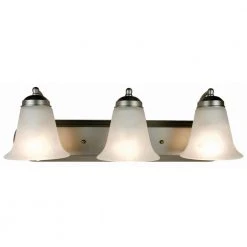 Morgan 3-Light Brushed Nickel CFL Bathroom Vanity Light Fixture with Marbleized Glass Shades by Bel Air Lighting