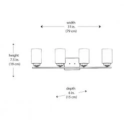 Mod Pod 31 in. 4-Light Brushed Nickel CFL Bathroom Vanity Light Fixture with Frosted Glass Cylinder Shades by Bel Air Lighting -GlowNest Shop brushed nickel bel air lighting vanity lighting pl 70524 bn 1f 1000