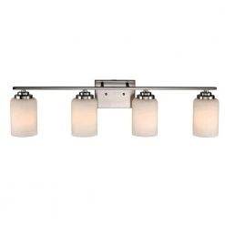 Mod Pod 31 in. 4-Light Brushed Nickel CFL Bathroom Vanity Light Fixture with Frosted Glass Cylinder Shades by Bel Air Lighting -GlowNest Shop brushed nickel bel air lighting vanity lighting pl 70524 bn c3 1000
