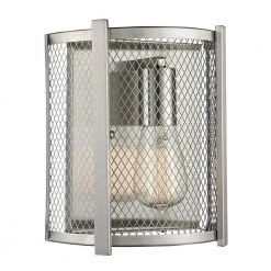 Mist 1-Light Brushed Nickel Wall Sconce Light Fixture With Metal Mesh Shade by Bel Air Lighting