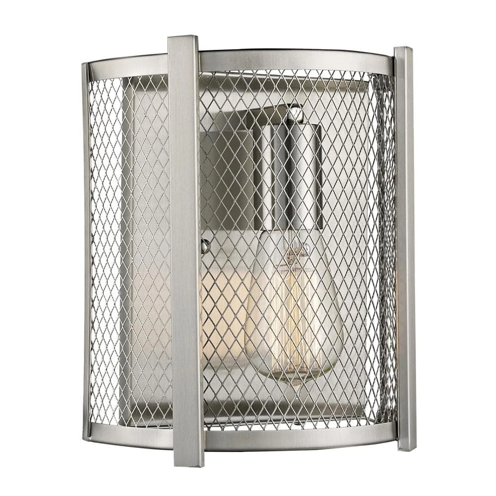 Mist 1-Light Brushed Nickel Wall Sconce Light Fixture With Metal Mesh Shade by Bel Air Lighting 3 Mist 1-Light Brushed Nickel Wall Sconce Light Fixture With Metal Mesh Shade by Bel Air Lighting
