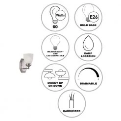 Ashlea 1-Light Brushed Nickel Wall Sconce Light Fixture with Frosted Glass Shade by Bel Air Lighting -GlowNest Shop brushed nickel bel air lighting wall sconces 2511 bn 40 1000