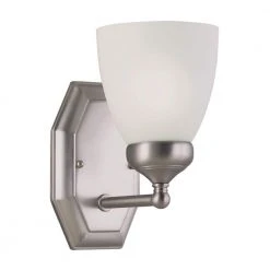 Ashlea 1-Light Brushed Nickel Wall Sconce Light Fixture with Frosted Glass Shade by Bel Air Lighting