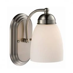 Clayton 1-Light Brushed Nickel Wall Sconce Light Fixture by Bel Air Lighting -GlowNest Shop brushed nickel bel air lighting wall sconces 3501 1 bn c3 1000