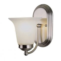 Cabernet Collection 1-Light Brushed Nickel Wall Sconce Light Fixture with White Marbleized Shade by Bel Air Lighting