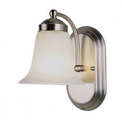 Cabernet Collection 1-Light Brushed Nickel Wall Sconce Light Fixture with White Marbleized Shade by Bel Air Lighting -GlowNest Shop brushed nickel bel air lighting wall sconces 3501 bn c3 1000