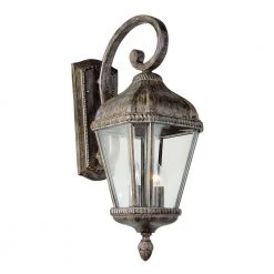 Covington 2-Light Burnished Rust Outdoor Wall Light Sconce Lantern with Clear Glass by Bel Air Lighting
