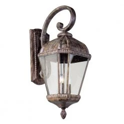 Covington 3-Light Burnished Rust Outdoor Wall Light Sconce Lantern with Clear Glass by Bel Air Lighting