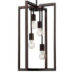Eastwood 4-Light Dark Bronze Hanging Kitchen Pendant Light with Rectangular Metal Shade by Bel Air Lighting -GlowNest Shop dark bronze bel air lighting chandeliers pnd 999 c3 1000