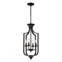 Hillcrest 12 in. 4-Light Matte Black Traditional Hanging Kitchen Pendant Light with Metal Shade by Bel Air Lighting 17 Hillcrest 12 in. 4-Light Matte Black Traditional Hanging Kitchen Pendant Light with Metal Shade by Bel Air Lighting -GlowNest Shop matte black bel air lighting chandeliers 11214 mb 1f 1000