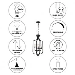 Hillcrest 12 in. 4-Light Matte Black Traditional Hanging Kitchen Pendant Light with Metal Shade by Bel Air Lighting 12 Hillcrest 12 in. 4-Light Matte Black Traditional Hanging Kitchen Pendant Light with Metal Shade by Bel Air Lighting -GlowNest Shop matte black bel air lighting chandeliers 11214 mb 40 1000