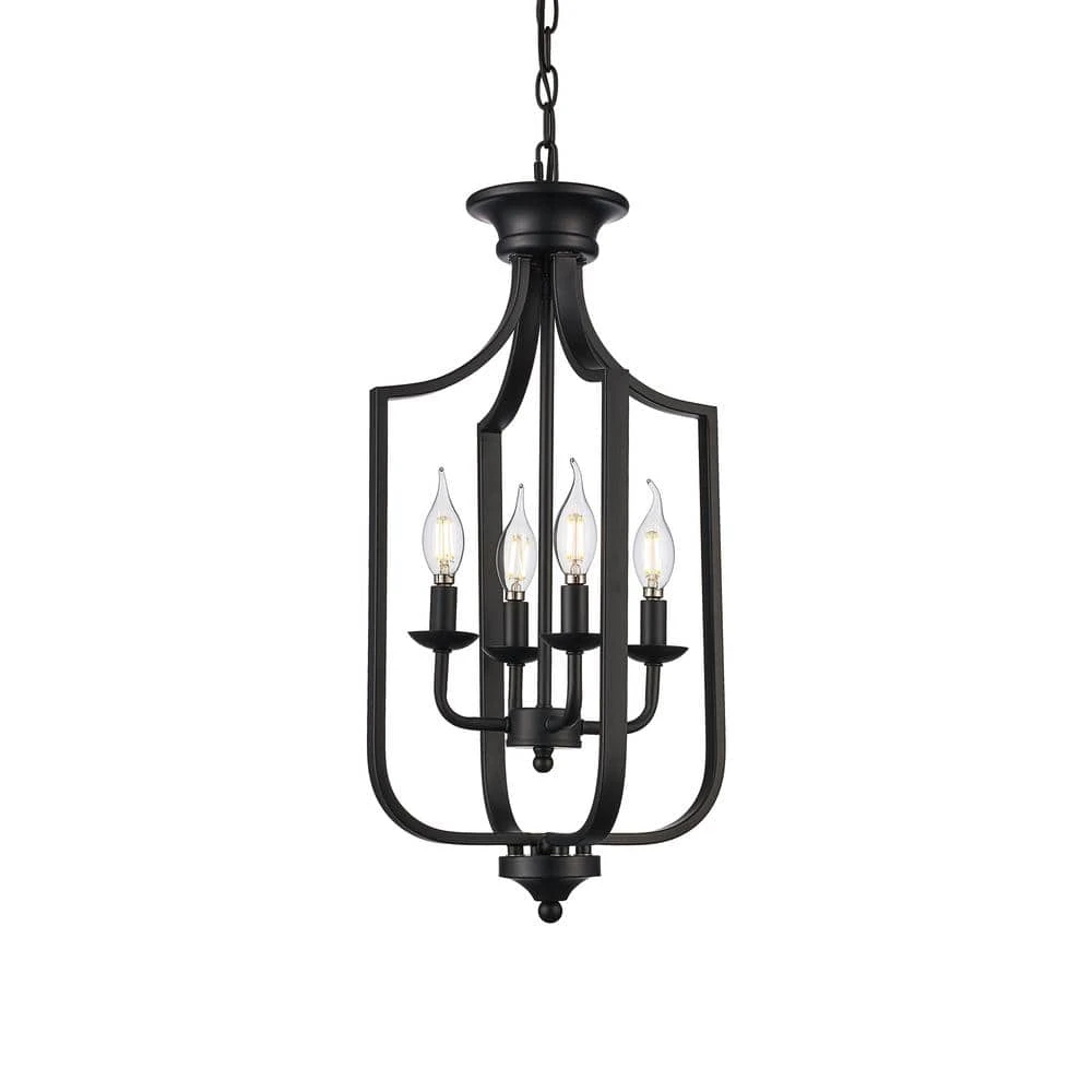 Hillcrest 12 in. 4-Light Matte Black Traditional Hanging Kitchen Pendant Light with Metal Shade by Bel Air Lighting 9 Hillcrest 12 in. 4-Light Matte Black Traditional Hanging Kitchen Pendant Light with Metal Shade by Bel Air Lighting - Image 7