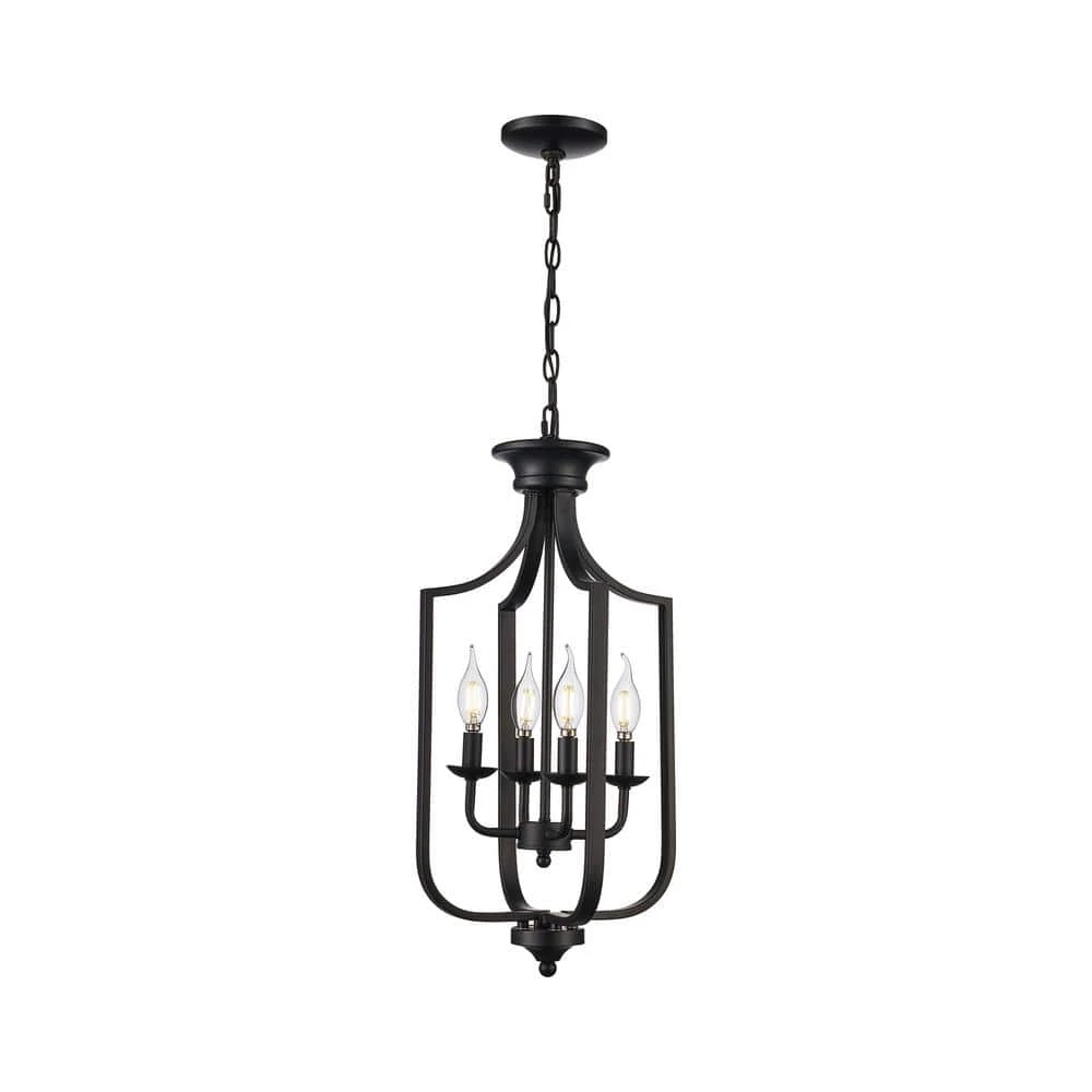 Hillcrest 12 in. 4-Light Matte Black Traditional Hanging Kitchen Pendant Light with Metal Shade by Bel Air Lighting 3 Hillcrest 12 in. 4-Light Matte Black Traditional Hanging Kitchen Pendant Light with Metal Shade by Bel Air Lighting