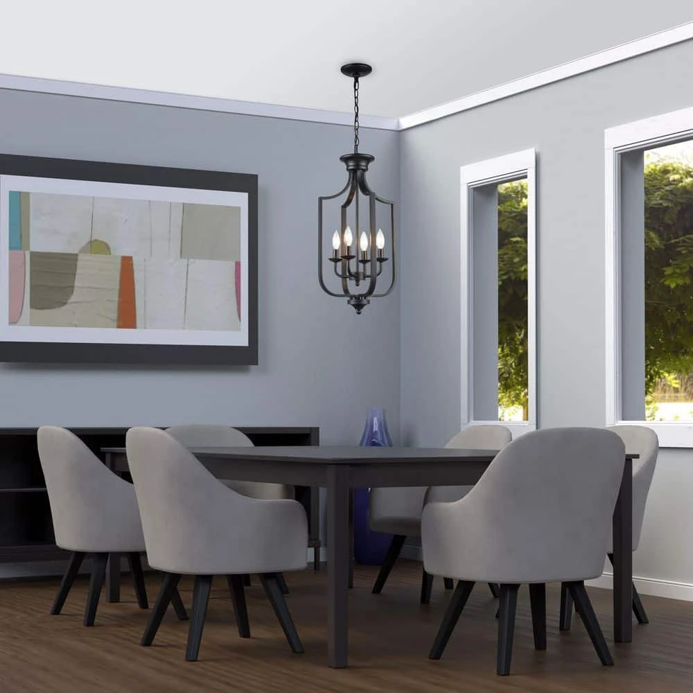 Hillcrest 12 in. 4-Light Matte Black Traditional Hanging Kitchen Pendant Light with Metal Shade by Bel Air Lighting 4 Hillcrest 12 in. 4-Light Matte Black Traditional Hanging Kitchen Pendant Light with Metal Shade by Bel Air Lighting - Image 2