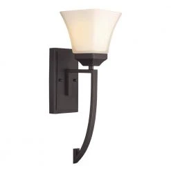 Cameo 1-Light Oil Rubbed Bronze Wall Sconce Light Fixture with Frosted Glass Shade by Bel Air Lighting