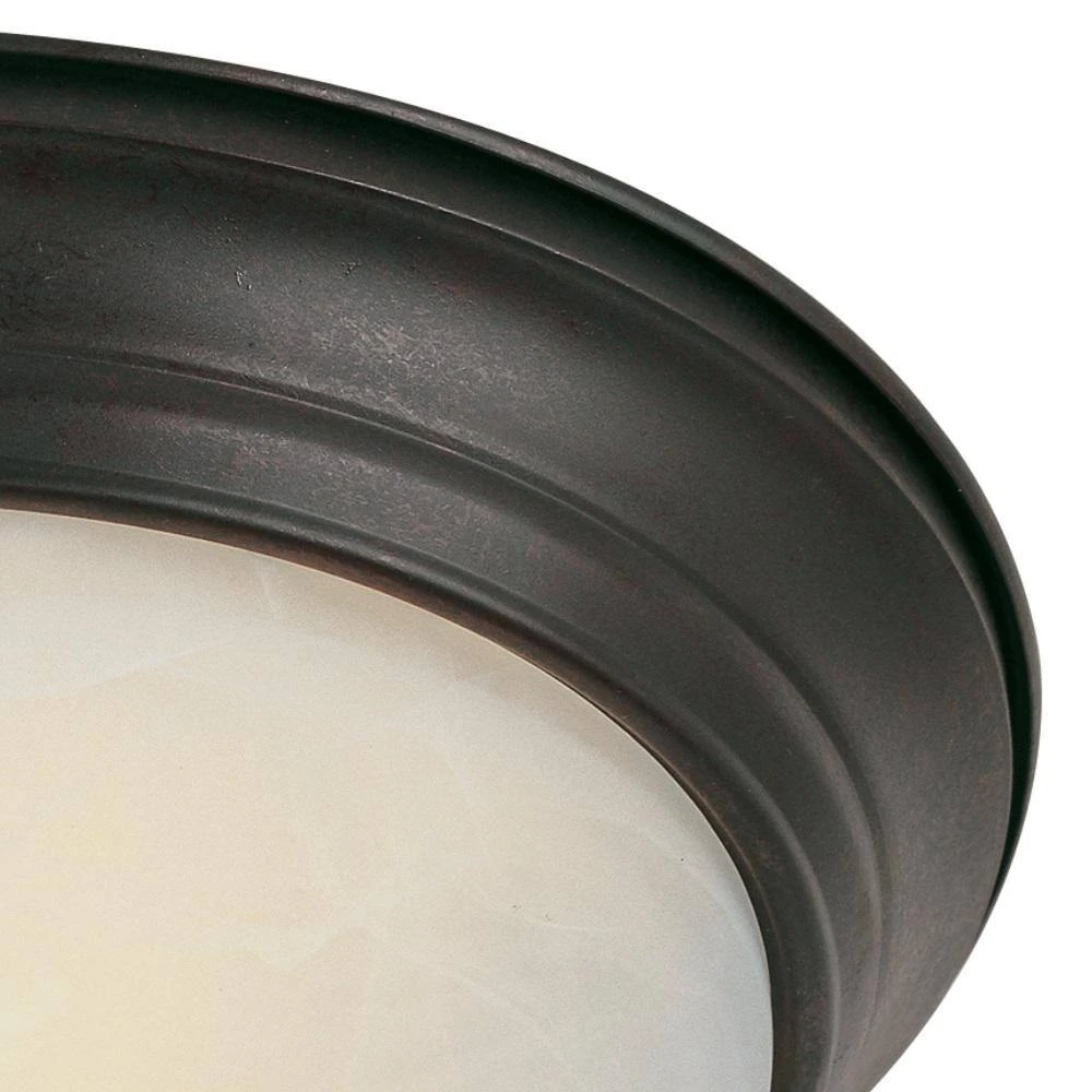 Browns 11 in. 2-Light Oiled Bronze Flush Mount Kitchen Ceiling Light Fixture with White Marbleized Glass Shade by Bel Air Lighting 6 Browns 11 in. 2-Light Oiled Bronze Flush Mount Kitchen Ceiling Light Fixture with White Marbleized Glass Shade by Bel Air Lighting - Image 4