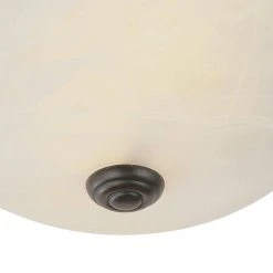 Browns 15 in. 3-Light Oiled Bronze Flush Mount Kitchen Ceiling Light Fixture with White Marbleized Glass Shade by Bel Air Lighting -GlowNest Shop oiled bronze bel air lighting flush mount lights 13619 rob 4f 1000