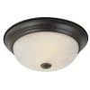 Browns 15 in. 3-Light Oiled Bronze Flush Mount Kitchen Ceiling Light Fixture with White Marbleized Glass Shade by Bel Air Lighting -GlowNest Shop oiled bronze bel air lighting flush mount lights 13619 rob 64 1000