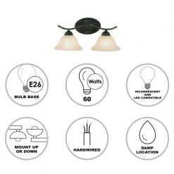 Hollyslope 2-Light Oil Rubbed Bronze Bathroom Vanity Light Fixture with Marbleized Glass Shades by Bel Air Lighting -GlowNest Shop oiled bronze bel air lighting vanity lighting 2826 rob 40 1000