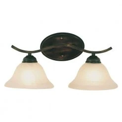 Hollyslope 2-Light Oil Rubbed Bronze Bathroom Vanity Light Fixture with Marbleized Glass Shades by Bel Air Lighting