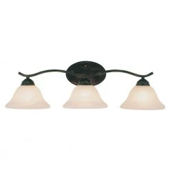 Hollyslope 3-Light Oil Rubbed Bronze Bathroom Vanity Light Fixture with Marbleized Glass Shades by Bel Air Lighting