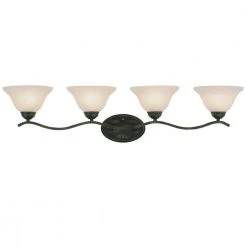 Hollyslope 4-Light Oil Rubbed Bronze Bathroom Vanity Light Fixture with Marbleized Glass Shades by Bel Air Lighting -GlowNest Shop oiled bronze bel air lighting vanity lighting 2828 rob c3 1000