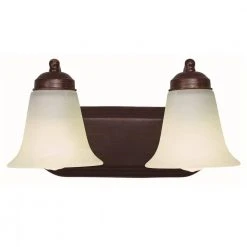 Cabernet Collection 2-Light Oiled Bronze Bathroom Vanity Light Fixture with White Marbleized Shades by Bel Air Lighting