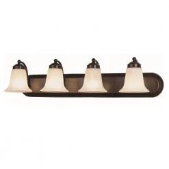 Cabernet Collection 4-Light Oiled Bronze Bathroom Vanity Light Fixture with White Marbleized Shade by Bel Air Lighting -GlowNest Shop oiled bronze bel air lighting vanity lighting 3504 rob c3 1000