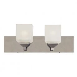 Edwards 18.25 in. 2-Light Pewter Bathroom Vanity Light Fixture with Frosted Glass Shades by Bel Air Lighting