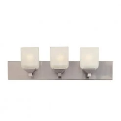 Edwards 24 in. 3-Light Pewter Bathroom Vanity Light Fixture with Frosted Glass Shades by Bel Air Lighting