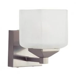Edwards 1-Light Pewter Wall Sconce Light Fixture with Frosted Glass Shade by Bel Air Lighting