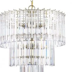 Tranquility 9-Light Polished Brass Tiered Chandelier for Dining Room with Beveled Acrylic Crystal Shade by Bel Air Lighting -GlowNest Shop polished brass bel air lighting chandeliers 9647 pb 4f 1000