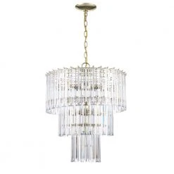 Tranquility 9-Light Polished Brass Tiered Chandelier for Dining Room with Beveled Acrylic Crystal Shade by Bel Air Lighting -GlowNest Shop polished brass bel air lighting chandeliers 9647 pb c3 1000