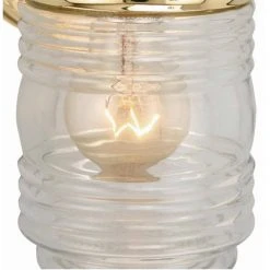 Quinn 1-Light Polished Brass Outdoor Wall Light Sconce Lantern with Clear Glass by Bel Air Lighting -GlowNest Shop polished brass bel air lighting outdoor sconces 4900 pb 4f 1000