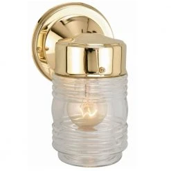 Quinn 1-Light Polished Brass Outdoor Wall Light Sconce Lantern with Clear Glass by Bel Air Lighting