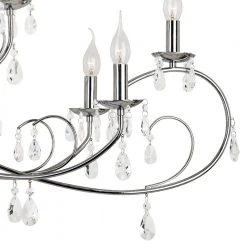 18-Light Polished Chrome Crystal Chandelier for Dining Room with Hanging Beads by Bel Air Lighting -GlowNest Shop polished chrome bel air lighting chandeliers 70368 pc 44 1000