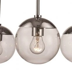 Riviera 5-Light Polished Chrome Chandelier for Dining Room with Clear Glass Globe Shades by Bel Air Lighting -GlowNest Shop polished chrome bel air lighting chandeliers 71388 pc 4f 1000