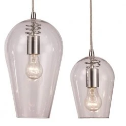 5-Light Polished Chrome Spiral Socket Hanging Kitchen Island Pendant Light with Clear Glass Shades by Bel Air Lighting -GlowNest Shop polished chrome bel air lighting chandeliers pnd 2079 pc c3 1000