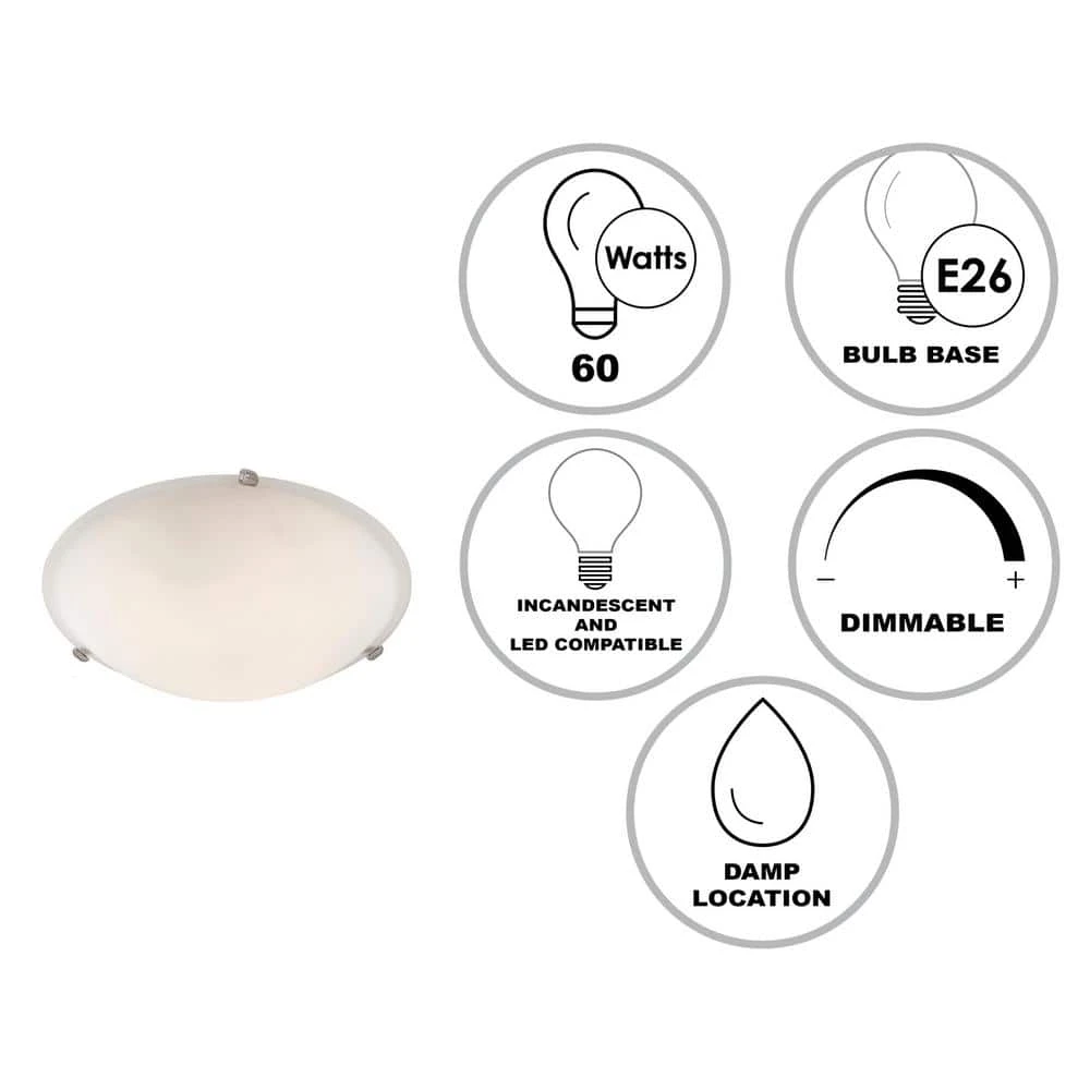 Cullen 12 in. 2-Light Polished Chrome Flush Mount Kitchen Ceiling Light Fixture with Frosted Glass Shade by Bel Air Lighting 4 Cullen 12 in. 2-Light Polished Chrome Flush Mount Kitchen Ceiling Light Fixture with Frosted Glass Shade by Bel Air Lighting - Image 2