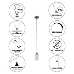 Mod Pod 1-Light Polished Chrome Hanging Mini Kitchen Pendant Light with Frosted Glass Cylinder Shade by Bel Air Lighting -GlowNest Shop polished chrome bel air lighting pendant lights 70520 pc 40 1000