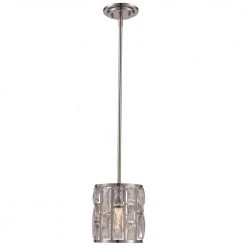 Vibrant 1-Light Polished Chrome Hanging Mini Kitchen Pendant Light with Crystal Shade by Bel Air Lighting