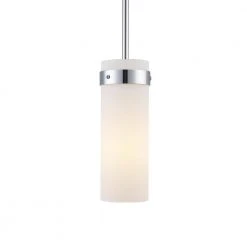 Crosby 1-Light Polished Chrome Shaded Hanging Mini Kitchen Pendant Light with Frosted Glass Shade by Bel Air Lighting -GlowNest Shop polished chrome bel air lighting pendant lights pnd 2176 pc 4f 1000
