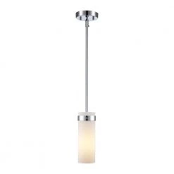 Crosby 1-Light Polished Chrome Shaded Hanging Mini Kitchen Pendant Light with Frosted Glass Shade by Bel Air Lighting