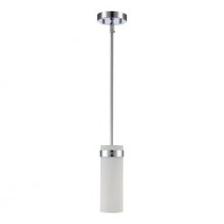 Crosby 1-Light Polished Chrome Shaded Hanging Mini Kitchen Pendant Light with Frosted Glass Shade by Bel Air Lighting -GlowNest Shop polished chrome bel air lighting pendant lights pnd 2176 pc c3 1000