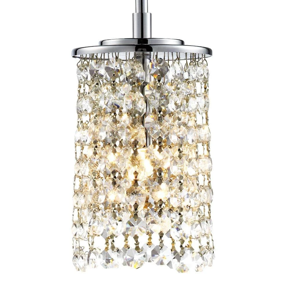1-Light Polished Chrome Halogen Hanging Mini Kitchen Pendant Light with Round Crystal Shade by Bel Air Lighting 5 1-Light Polished Chrome Halogen Hanging Mini Kitchen Pendant Light with Round Crystal Shade by Bel Air Lighting - Image 3