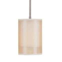 1-Light Polished Chrome Hanging Mini Kitchen Pendant Light with Cream Fabric Shade by Bel Air Lighting -GlowNest Shop polished chrome bel air lighting pendant lights pnd 810 c3 1000